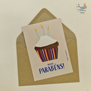 Postal Parabens Aniversário bolo original (ilha da Madeira, concept store desing baleiavulcanica Funchal)