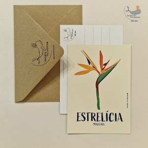 Postal Estrelicía (ave del paraíso, Streslizia) Ilha da Madeira Funchal Festa da Flor, el mejor papel reciclado del Atlántico de la isla