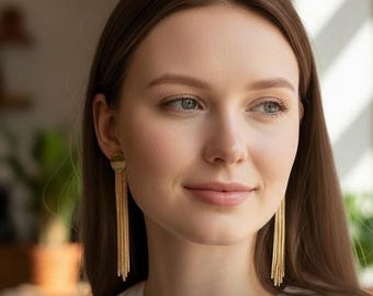 Exquisite Three Inch 6 Stands Stainless Steel Pierced Earrings