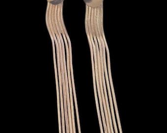 Exquisite Three Inch 6 Stands Stainless Steel Pierced Earrings