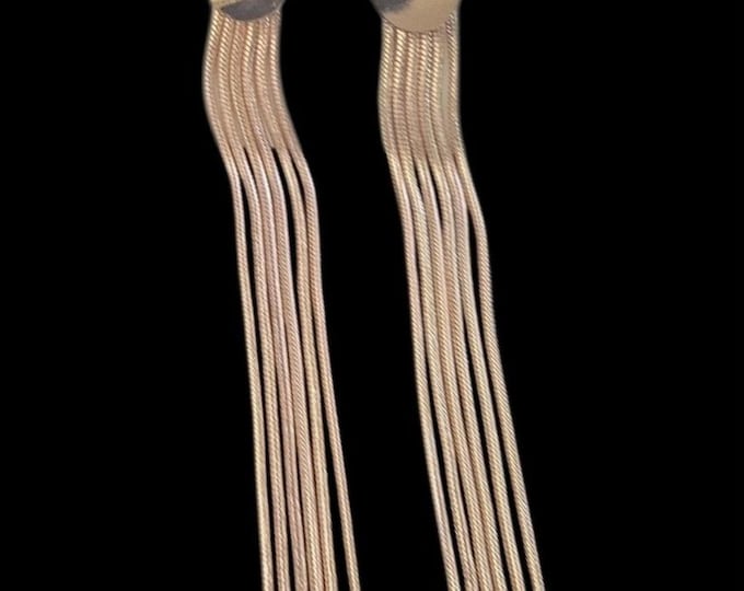 Exquisite Three Inch 6 Stands Stainless Steel Pierced Earrings