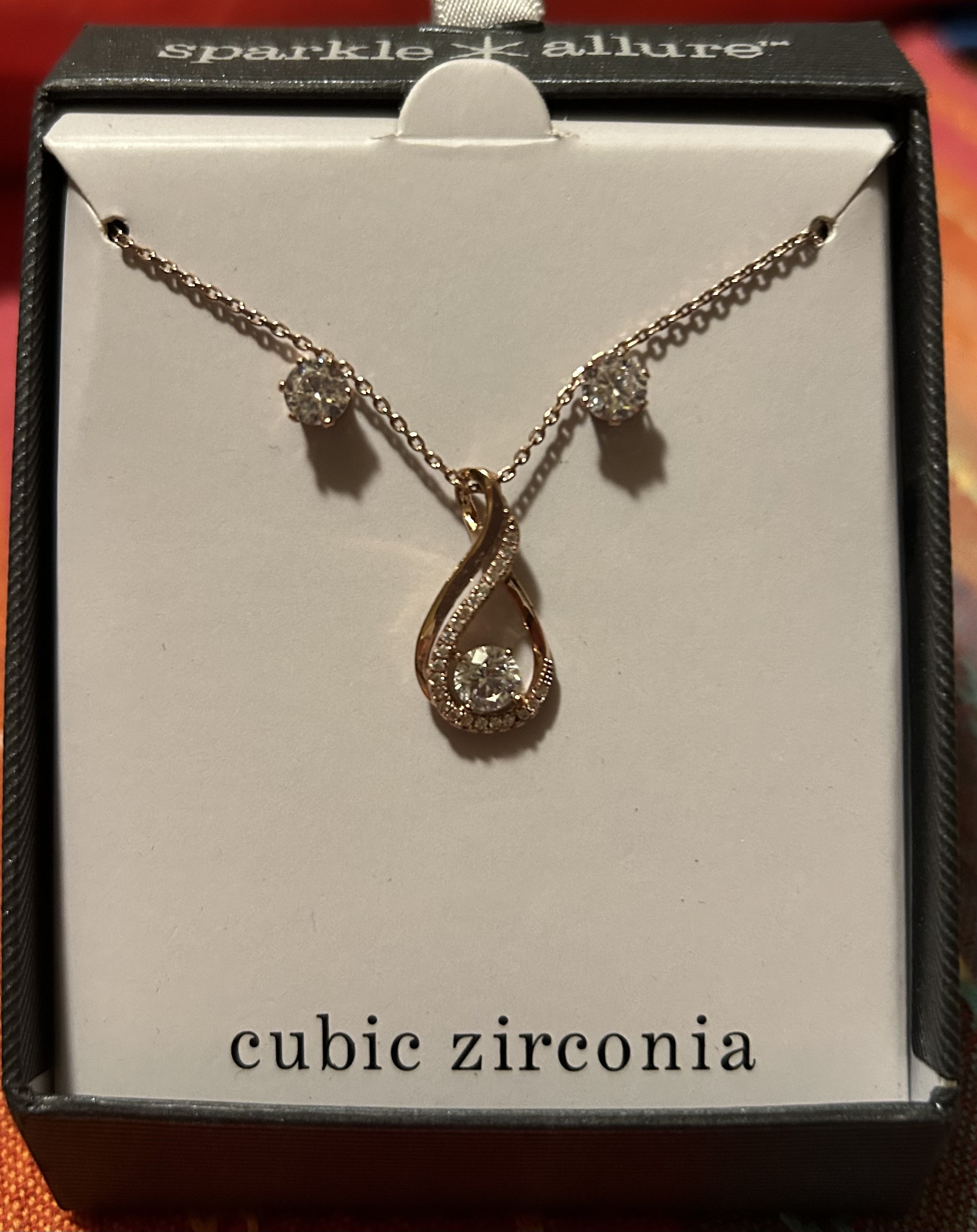 Sparkle allure cubic zirconia necklace and earring set deals