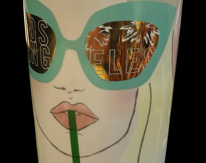 Starbucks Los Angeles Sunglasses Ceramic Traveler Tumbler Coffee Mug 12oz NWT