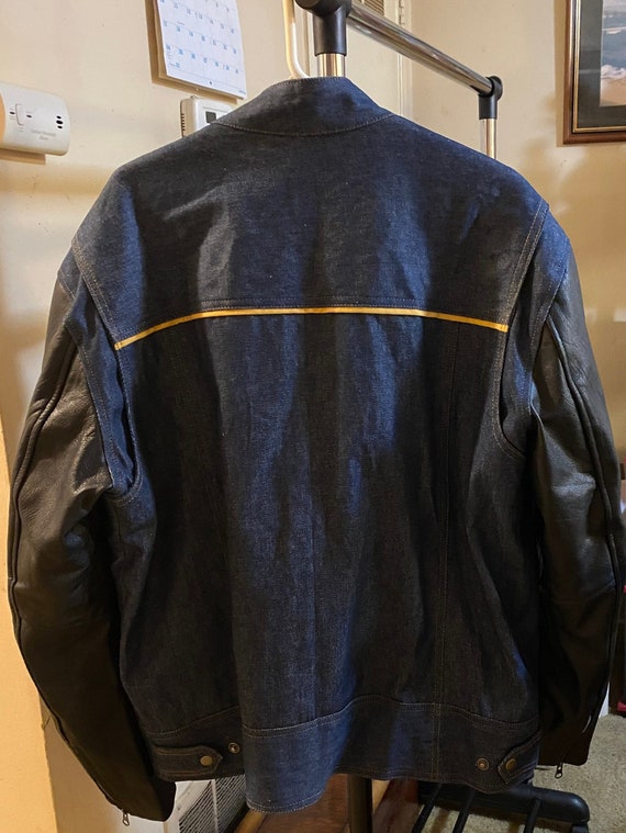 Men s Denim Jacket With Black Leather Sleeves Size 2xl wide Etsy Ireland
