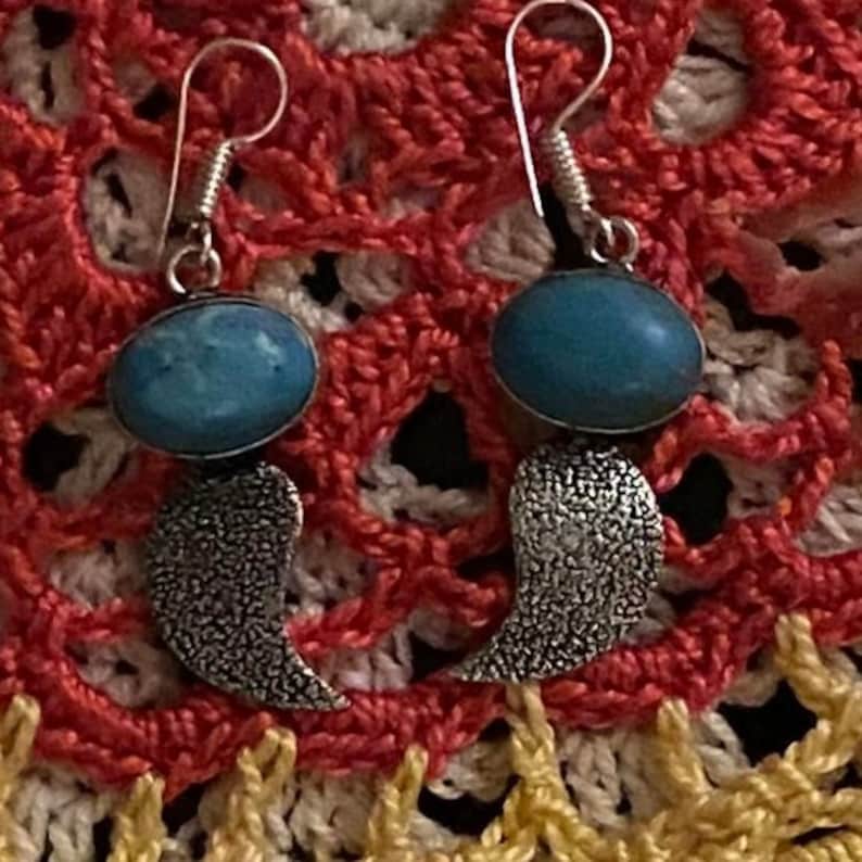 A Handcrafted Pair of Blue Turquoise Pierced Earrings!