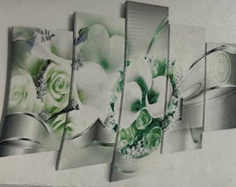 Emerald Bouquet Canvas HD Giclee Artwork 40" x 20" 5 Piece Set