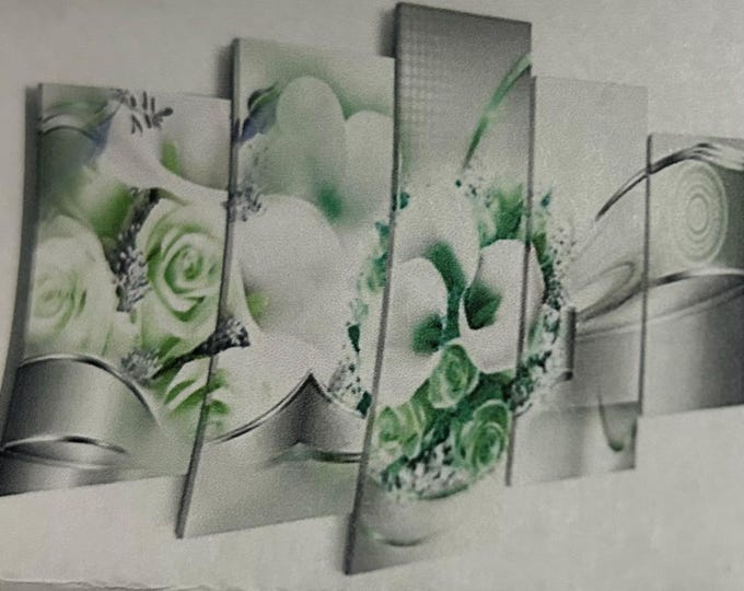 Emerald Bouquet Canvas HD Giclee Artwork 40" x 20" 5 Piece Set