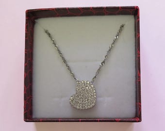 925 Solid Sterling Silver Heart Pendant with 18" Twisted Chain