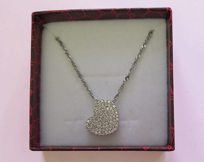 925 Solid Sterling Silver Heart Pendant with 18" Twisted Chain