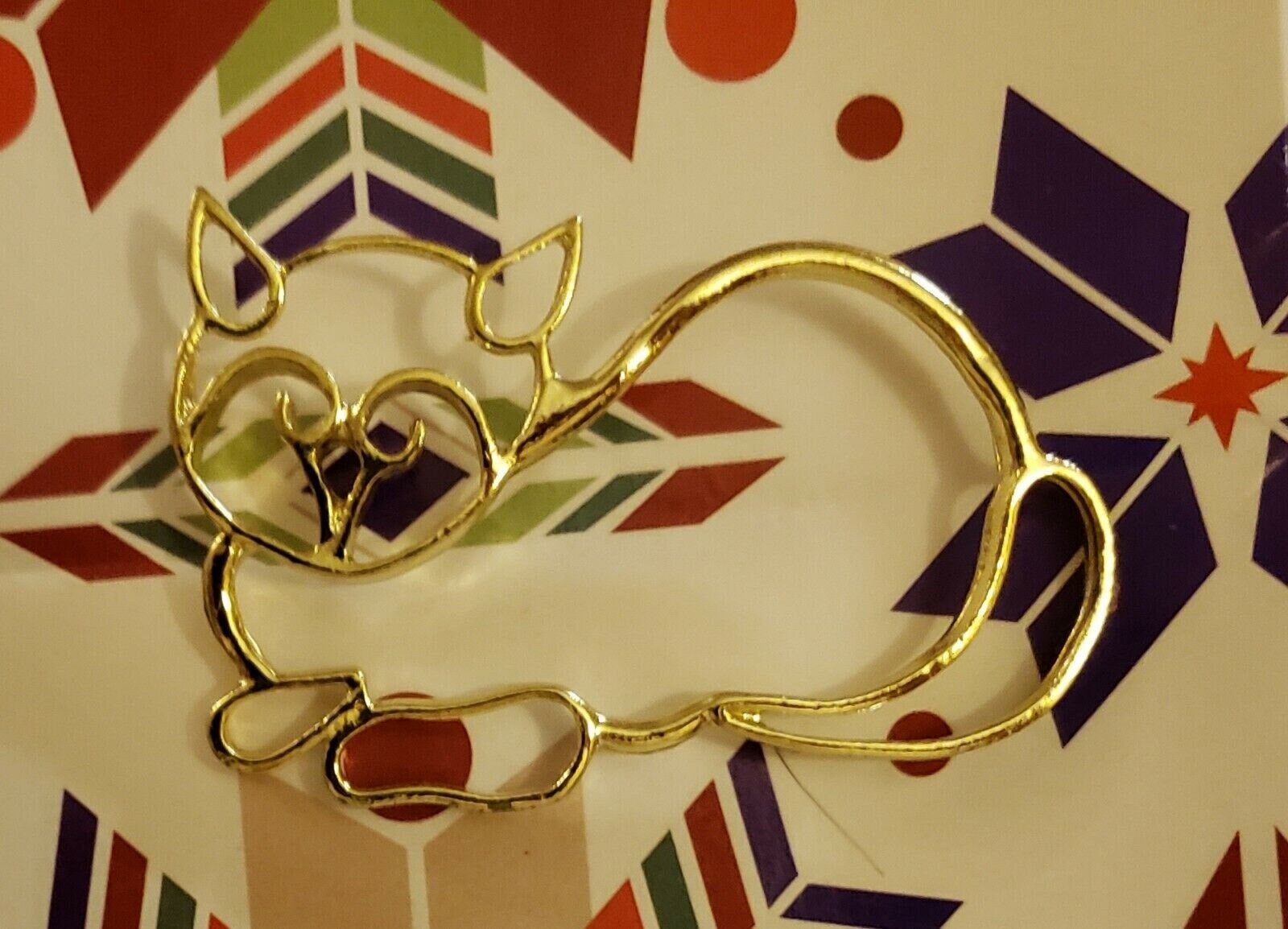 A Chic Gold Tone Cat Pin/ Brooch Etsy