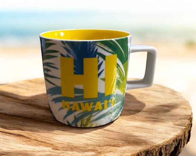 Starbucks HI Hawaii Collection Tropical Palm Leaf Ceramic Mug 14oz 2016