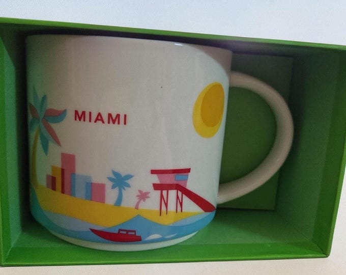 Starbucks Miami You Are Here 14oz Ceramic Mug NWT