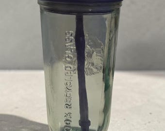 Starbucks Clear Recycled Glass Tumbler with Plastic Recycled Lid & Straw Purple