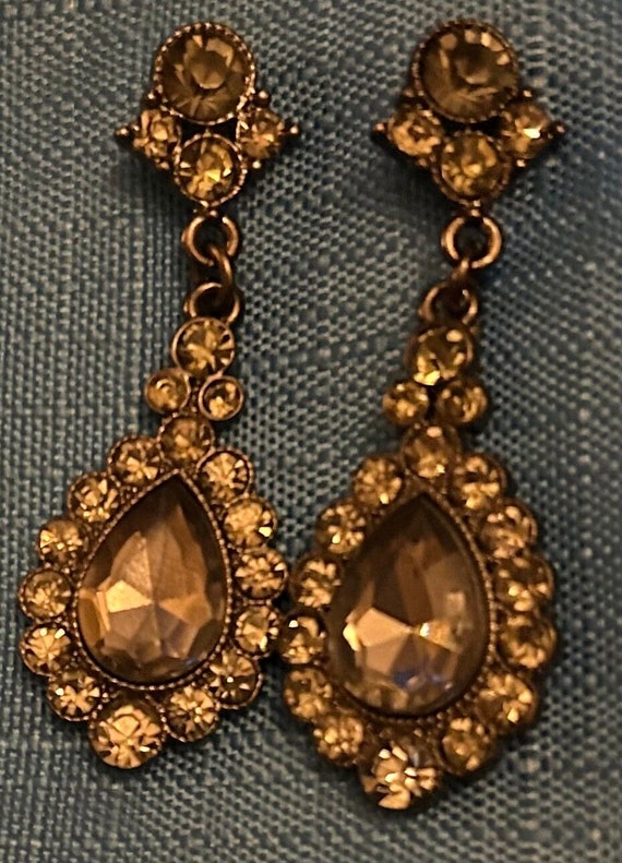 A Vintage Two Inch Pair of Smoke Glass Earrings! P