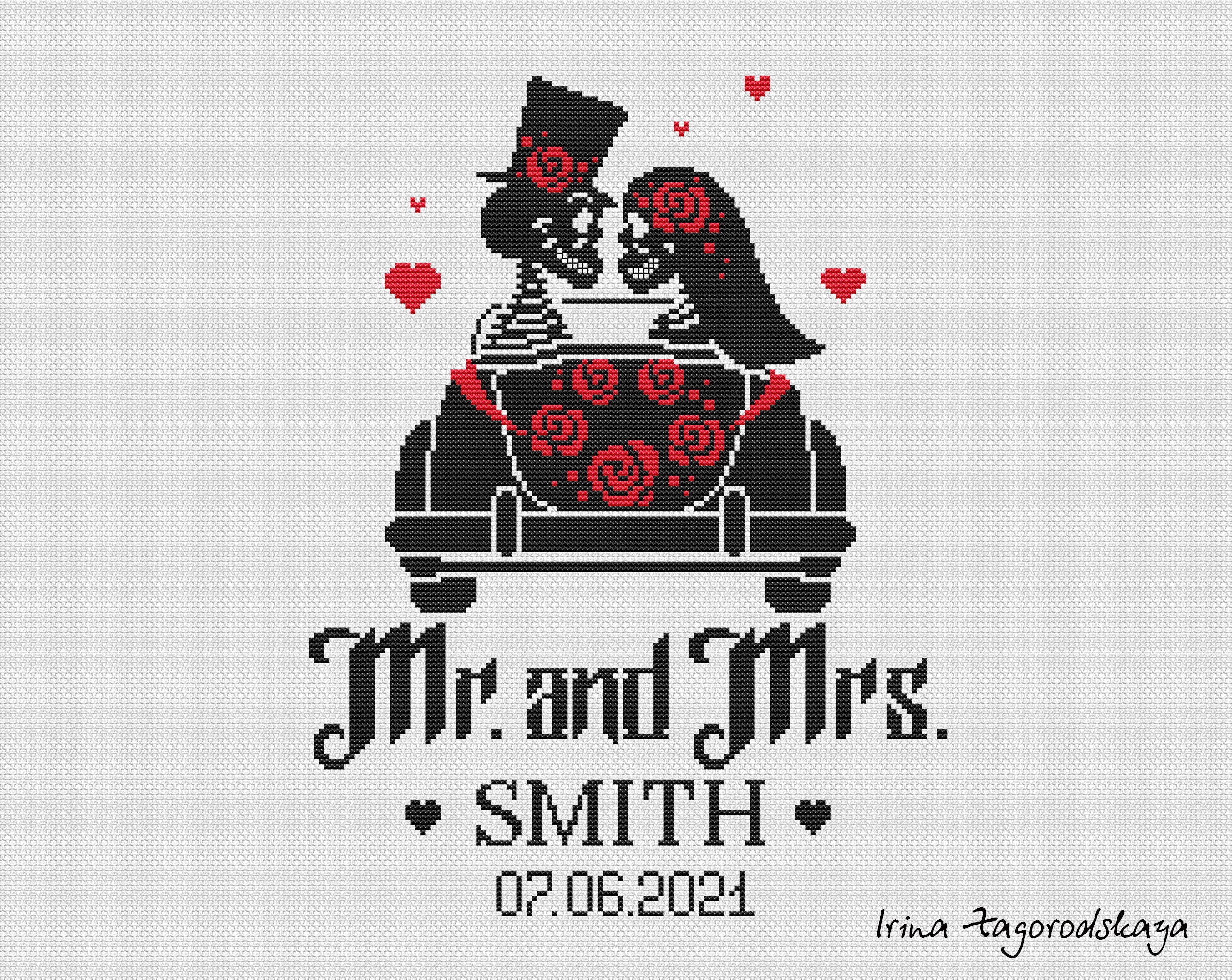 Gothic cross stitch Bride and groom cross stitch pattern | Etsy