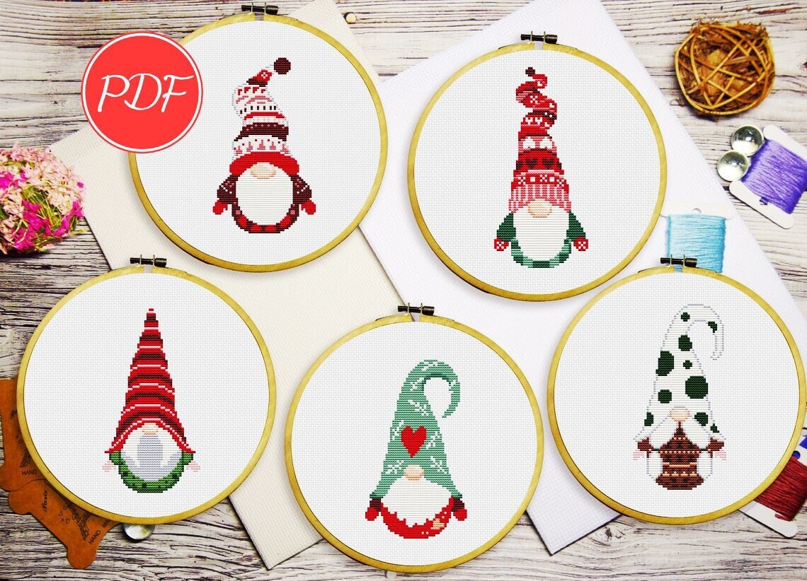 Christmas gnomes cross stitch, Funny christmas cross stitch, Small cr…