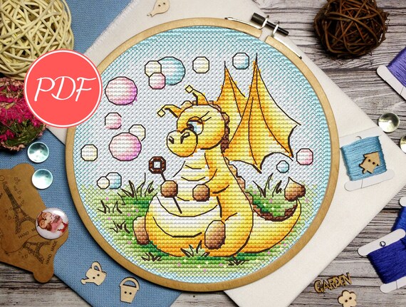 Small Dragon Cross Stitch Baby Cross Stitch Fantasy Cross Etsy