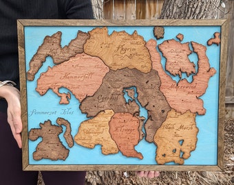 Massive Tamriel Wood Map: ESO Map, Skyrim Wood Map, Elder Scroll, Video Game Map, Game Room Art, Twitch Background, Gamer Gift, Gift for Him