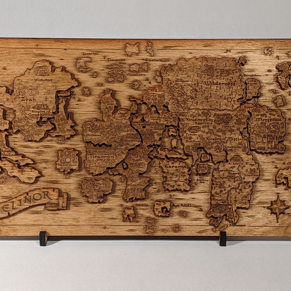 Runescape Gielinor World Map: **UPDATED AI Upscale Version** Laser Engraved Map, Game Room Gift