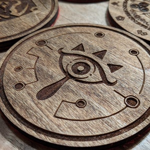 Zelda Coasters: Set of Four Different Images, Laser Engraved Wood with Felt image 9