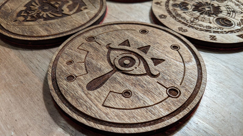 Zelda Coasters: Set of Four Different Images, Laser Engraved Wood with Felt image 9