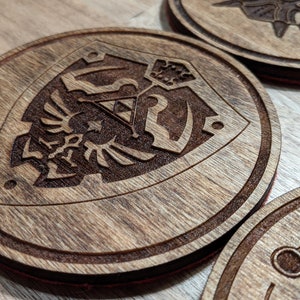 Zelda Coasters: Set of Four Different Images, Laser Engraved Wood with Felt image 10