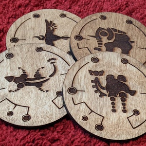 Zelda Breath of the Wild Divine Beast Coasters, Video Game - Set of Four, Laser Cut Coasters, Felt Backing, Game Room Gift, Video Game Art