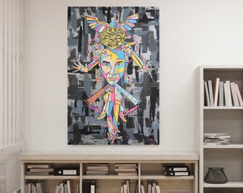 Original - Connected - Acrylic painting on MDF - interior decoration - street art