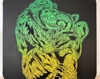 Original - road sign - street art - chimpanzee - red panda