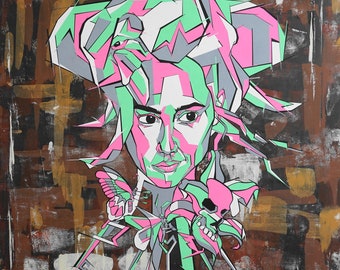 Print - street art - portrait of a woman - interior decoration - geometric art