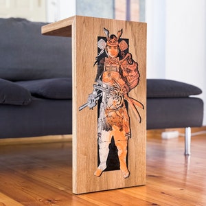 Furniture with Samurai illustration - coffee table - concept - interior decoration - side table - pedestal table - furniture decoration furniture