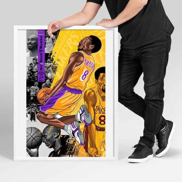 Kobe Bryant - Black Mamba - NBA art - basketball art - Lakers - décoration intérieure - digital art - art contemporain