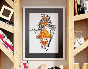 Original - Freedom - Alcohol markers on Layout - Interior decoration - minimalist - minimalism - geometric art