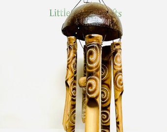 80cm Painted Wind chime bamboo handmade garden decoration