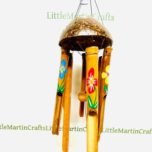 80cm Wind Chime Flower colour painted bamboo garden decoration