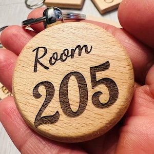 2 sides Personalised Wooden Keychain Keyring home house garage bulk engraved cheap best buy fast shipping gift for him her hotel room number