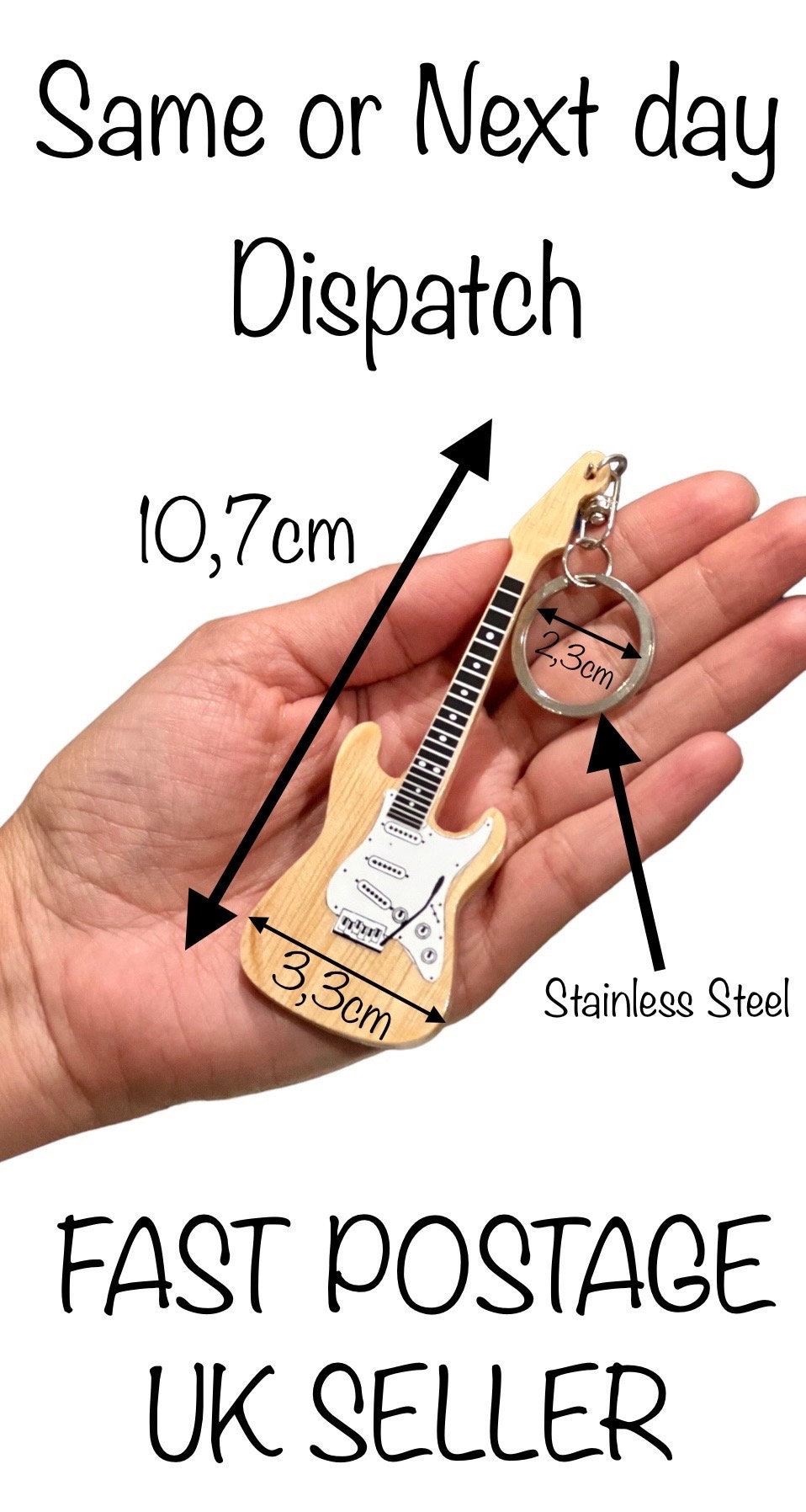 Personalized Name Handmade Mini Acoustic & Electric Guitar Keyring, Wooden Guitar Shape Keychain, Gift for Music Lover, Guitarist Gifts, Gift for Him/Her