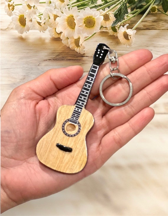10cm Mini Guitar Acoustic and Electric Key Ring 5 Designs