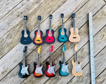 10cm Mini guitar FRIDGE MAGNET  electric acoustic black green blue brown red natural