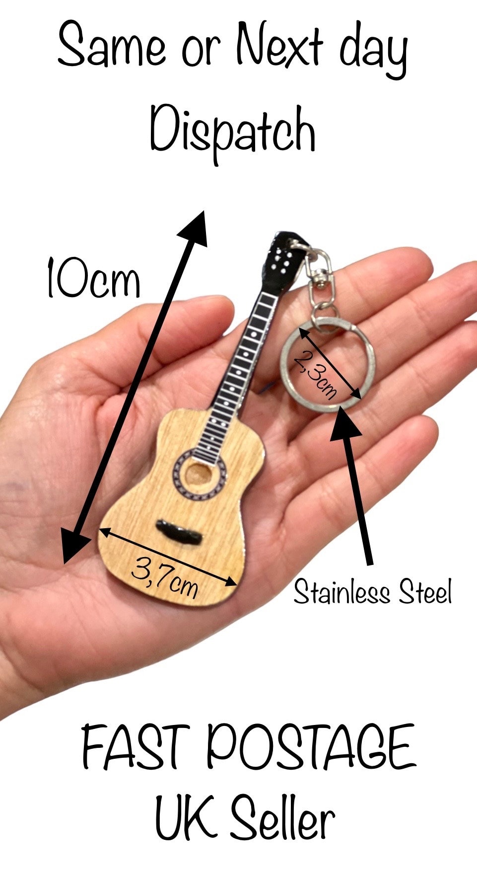 Personalized Name Handmade Mini Acoustic & Electric Guitar Keyring, Wooden Guitar Shape Keychain, Gift for Music Lover, Guitarist Gifts, Gift for Him/Her