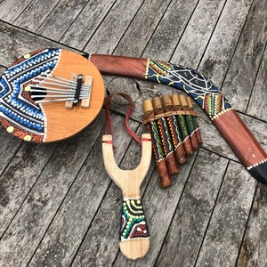 Hand piano musical instruments handmade coconut bamboo African sling shot boomerang flute 1pcs or set