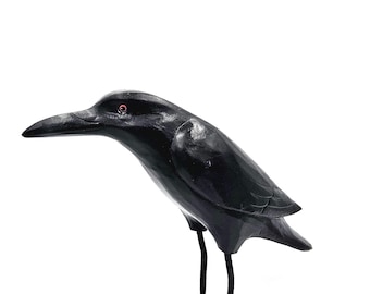 Wooden Black Crow – Handcrafted Life-Size Bird Decor 30cm and 50cm