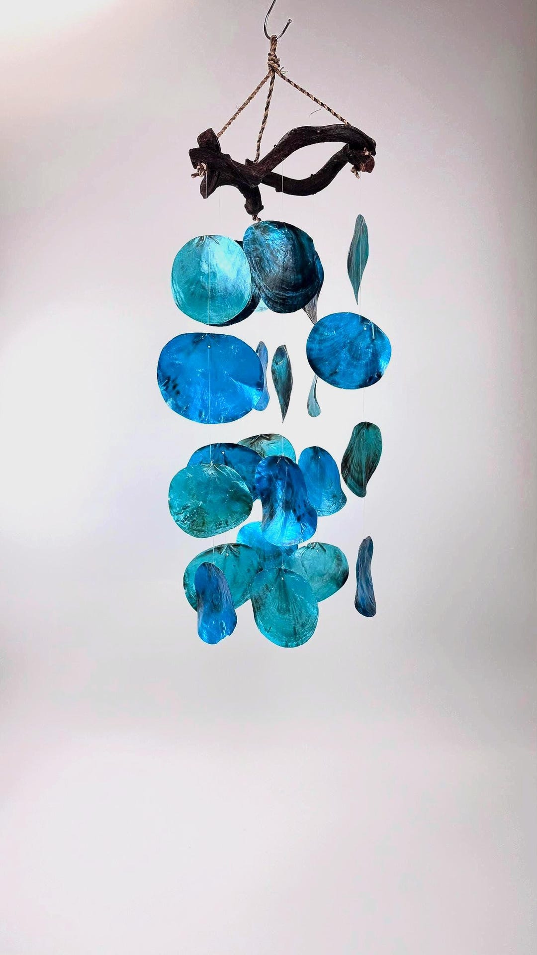 80cm Shell Wind Chime Ocean Blue Handmade Natural Calm Sound Hanging ...