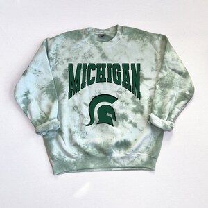 Michigan Green Tie Dye Sweatshirt || College Style Sweatshirt