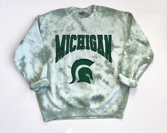 Michigan Green Tie Dye Sweatshirt || College Style Sweatshirt