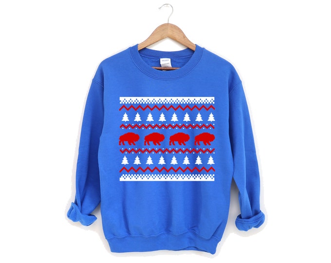 Buffalo Football Ugly Christmas Sweater // Royal Blue