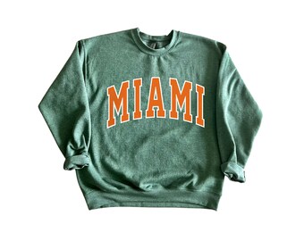 Miami // College Style Sweatshirt // Heather Green