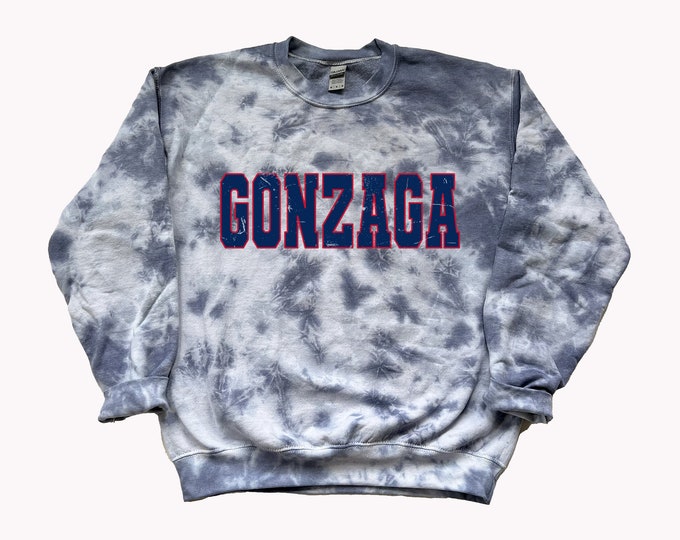 Gonzaga Retro Navy Tie Dye Sweatshirt || College Style Sweatshirt