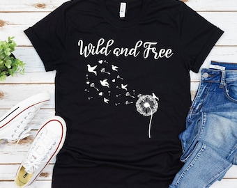 Camiseta unisex de manga corta Bontanical de diente de león salvaje y libre