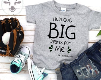 He's Got Big Plans for Me Jeremiah 29:11 Toddler Short Sleeve Bible Verse Shirt